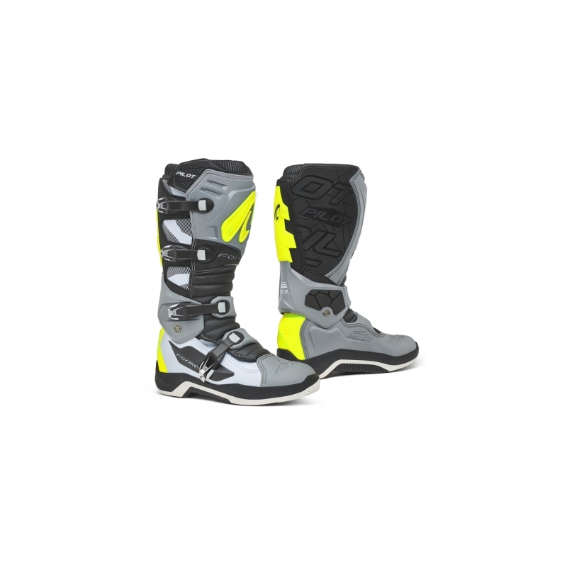 Forma Pilot Negru-gri-gri-fluo-galben  cizme de motocicletă