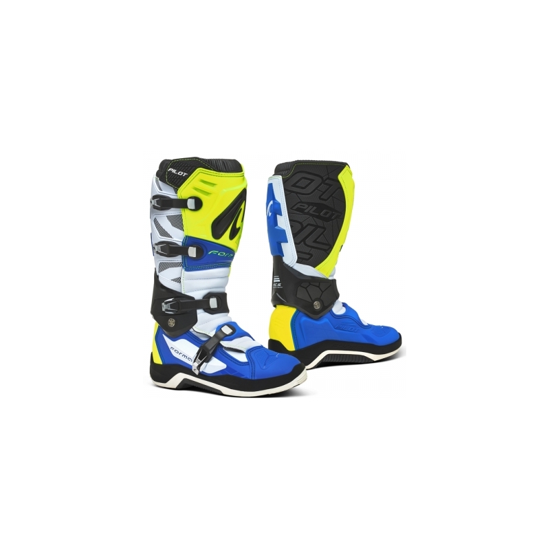 Forma Pilot cizme de motocicletă albastru-alb-alb-albastru-galben-fluo