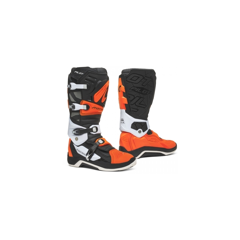 Forma Pilot negru-alb-alb-alb-portocaliu  cizme de motociclete Forma Pilot lichidare