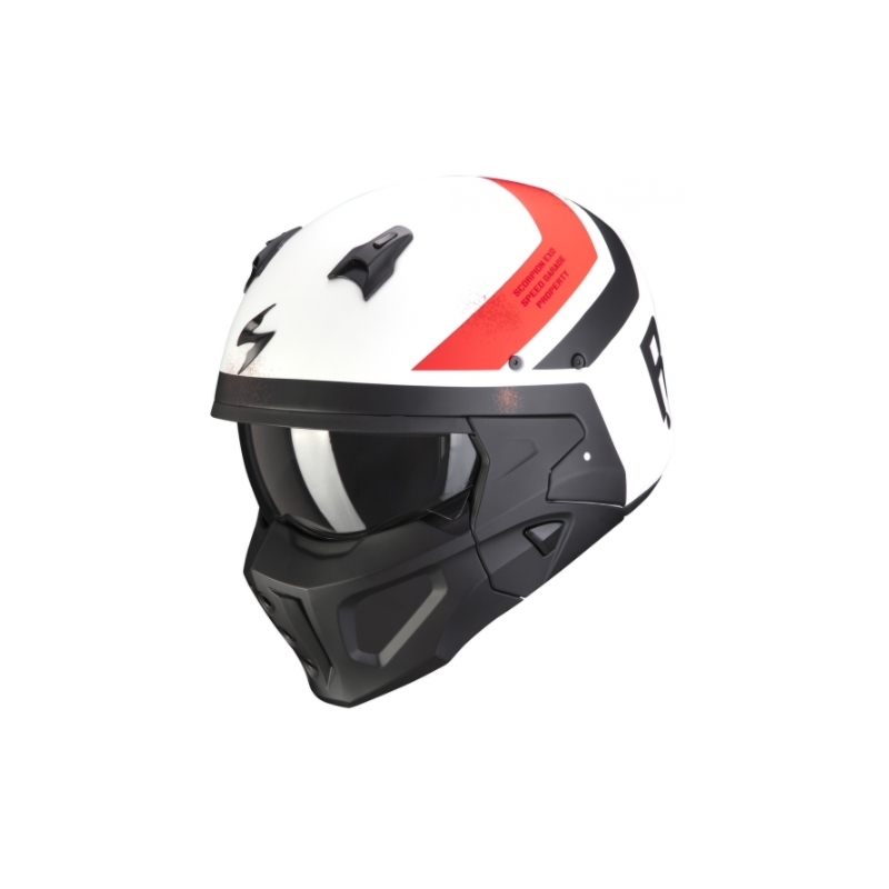 Cască Scorpion COVERT-X T-TRUST alb-roșu-negru