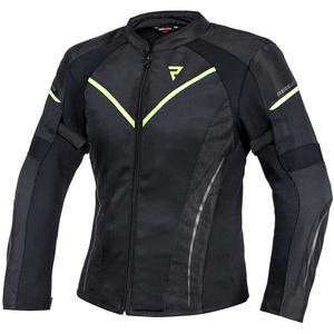Jachetă de motocicletă pentru femei Rebelhorn Flux Black-Fluo Yellow