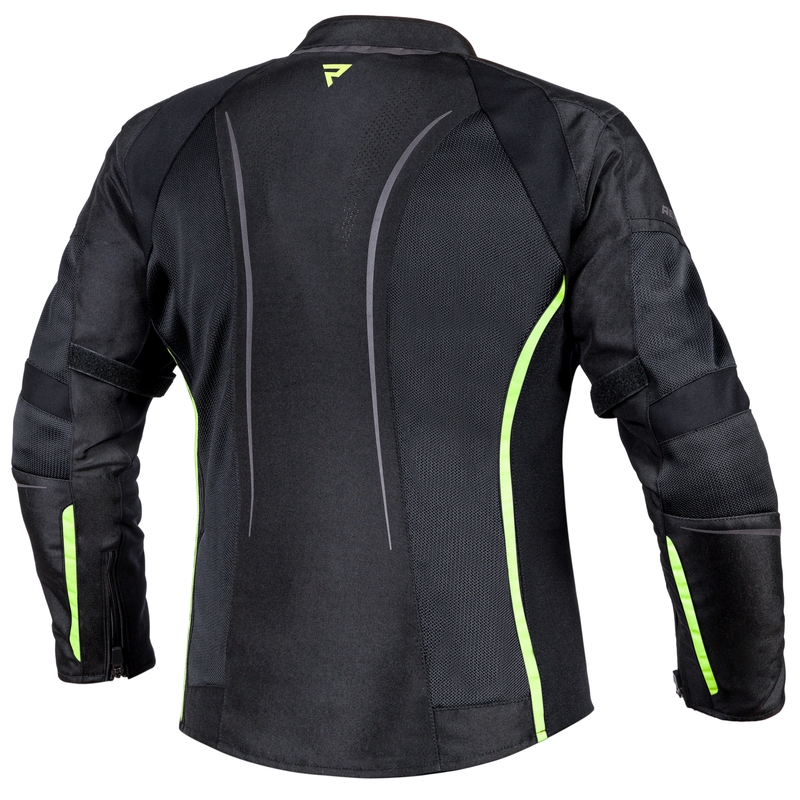 Jachetă de motocicletă pentru femei Rebelhorn Flux Black-Fluo Yellow