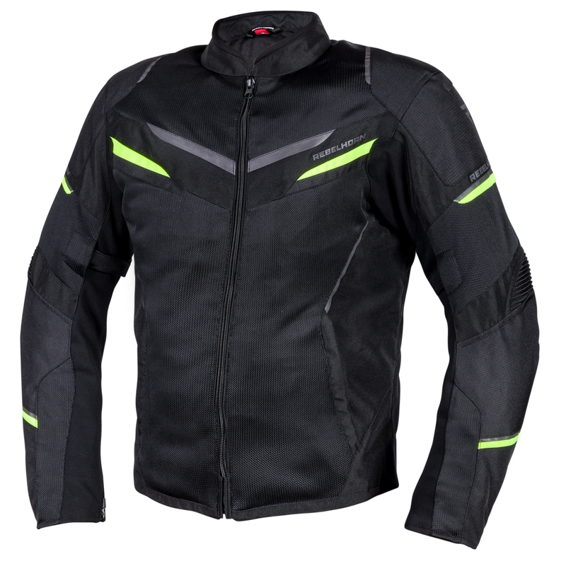 Jachetă de motociclist Rebelhorn Flux negru-galben-fluo výprodej