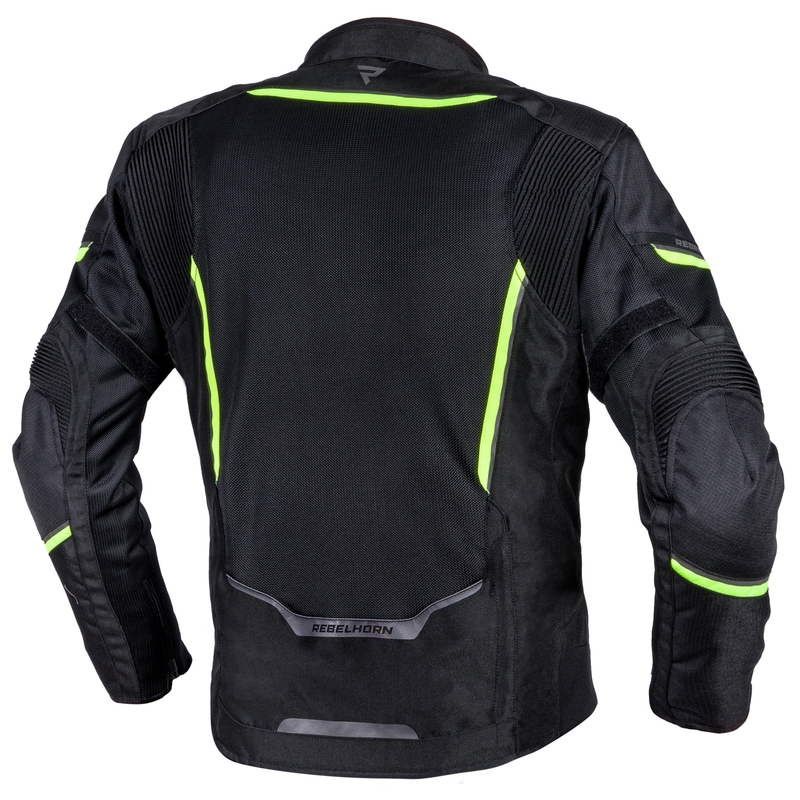 Jachetă de motociclist Rebelhorn Flux negru-galben-fluo výprodej