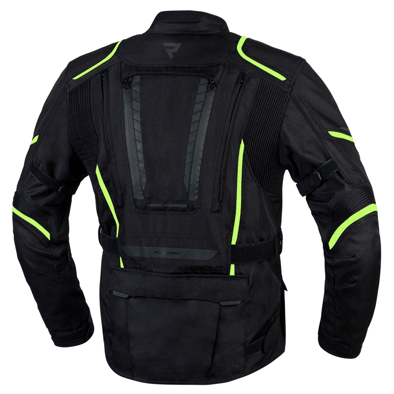 Jachetă pentru motociclete Rebelhorn Hiker III negru-galben-fluo