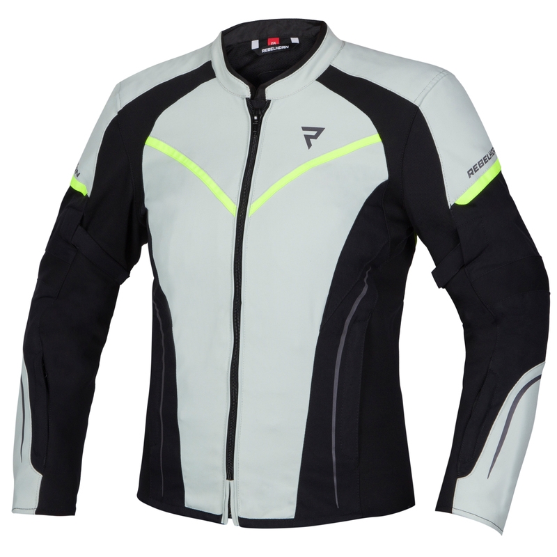 Jacheta de motocicletă pentru femei Rebelhorn Luna Black-Gray-Fluo Yellow Vânzare lichidare