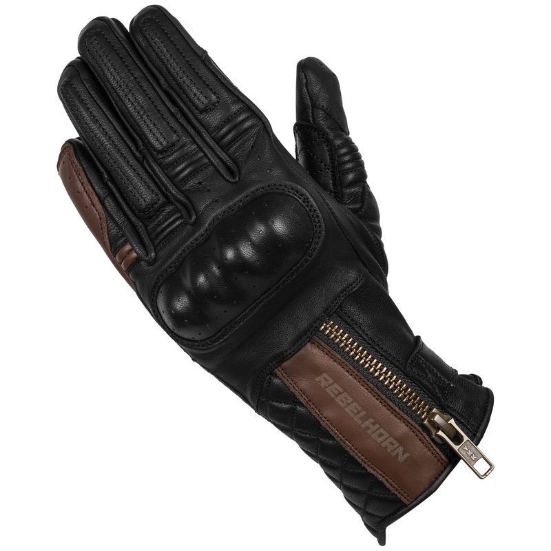 Mănuși de motocicletă pentru femei Rebelhorn Hunter negru și maro lichidare
