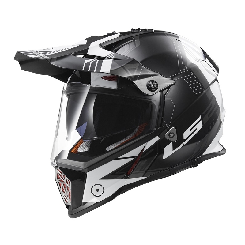 Cască de enduro LS2 MX436 Pioneer Trigger negru-alb-titaniu