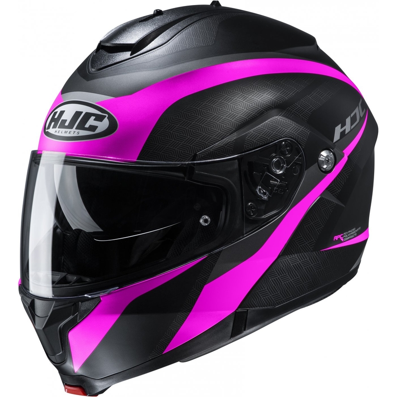 Cască de motociclist HJC C91 Taly MC8SF negru-cenușiu-roz cu clapetă flip-up