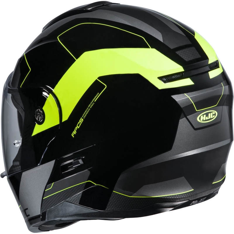 Cască de motociclist HJC C80 Rox MC4H negru-cenușiu-galben-fluo cu clapetă flip-up