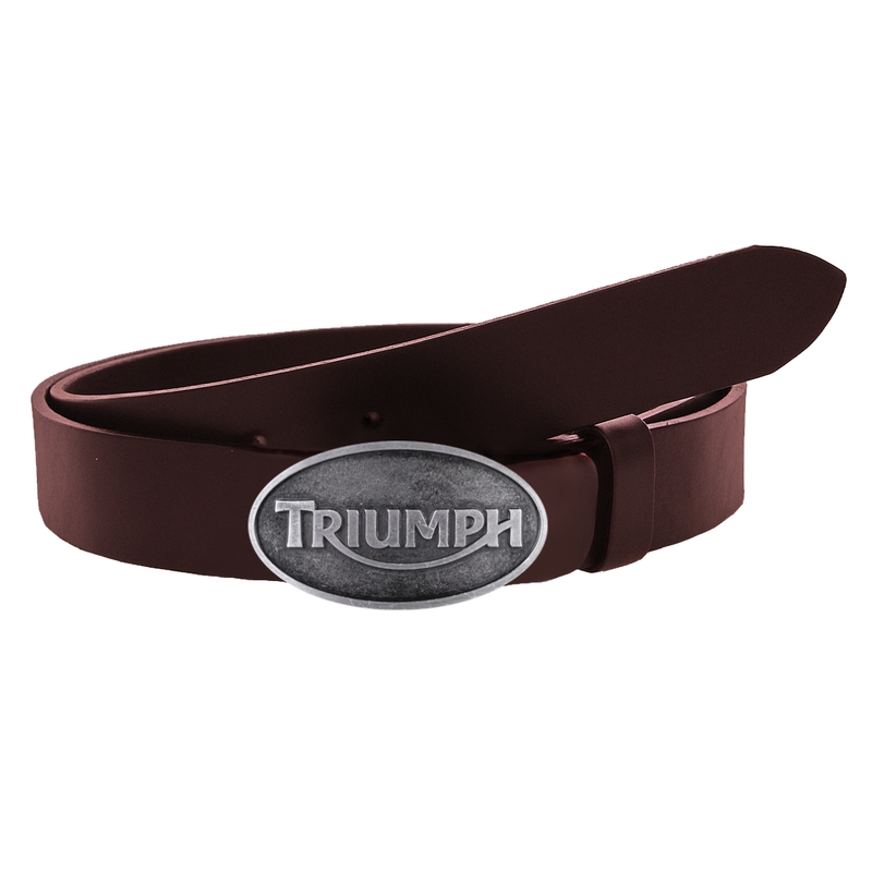 Curea moto din piele cu cataramă Triumph maro