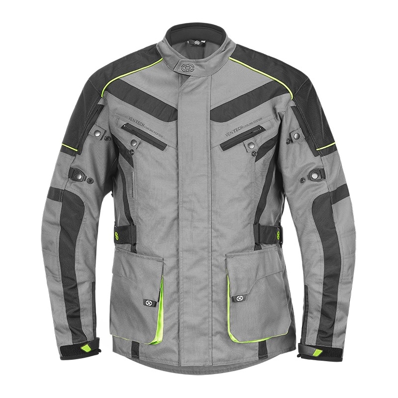 Geacă de motocicletă 4SQUARE Discovery gri-galben-fluo