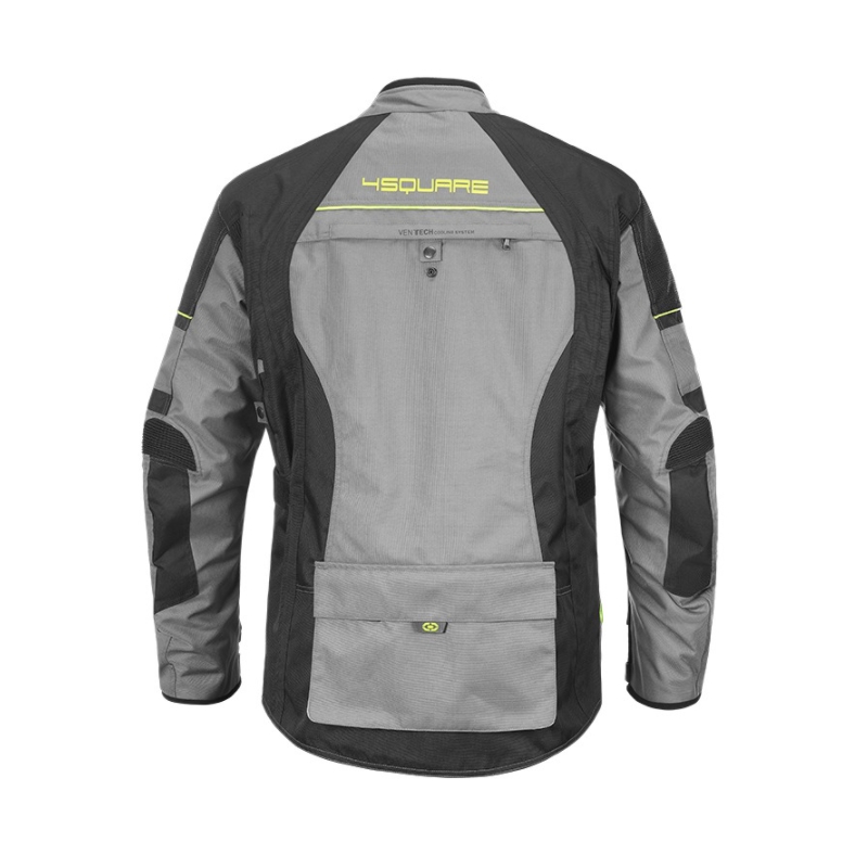 Geacă de motocicletă 4SQUARE Discovery gri-galben-fluo