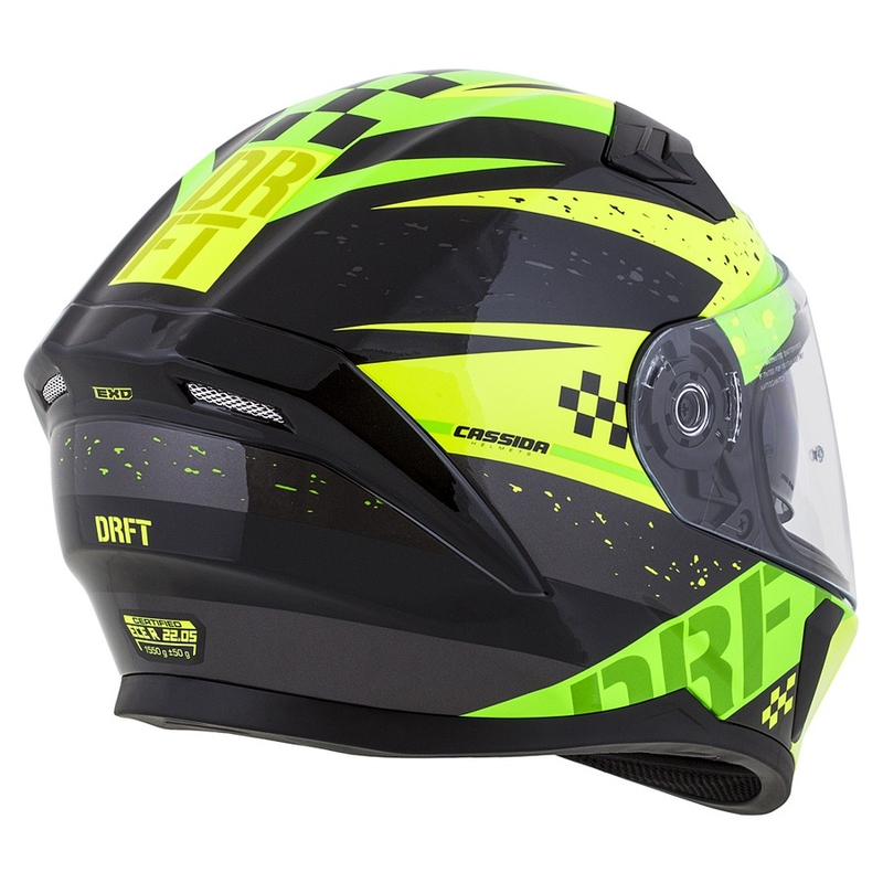 Cască de motocicletă integrală Cassida Integral 3.0 DRFT verde și galben perlat