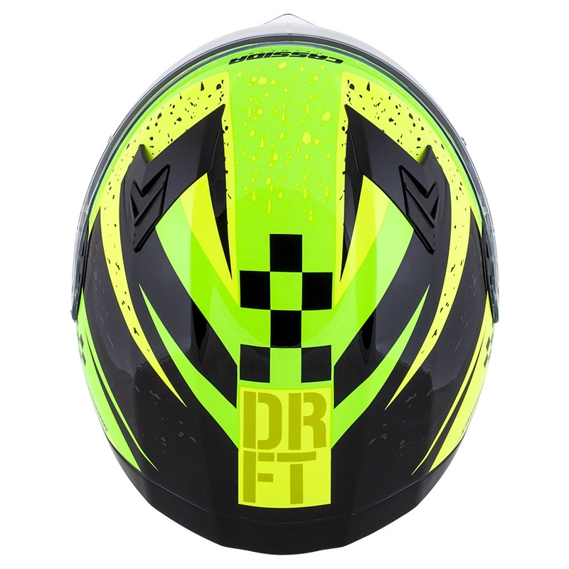 Cască de motocicletă integrală Cassida Integral 3.0 DRFT verde și galben perlat