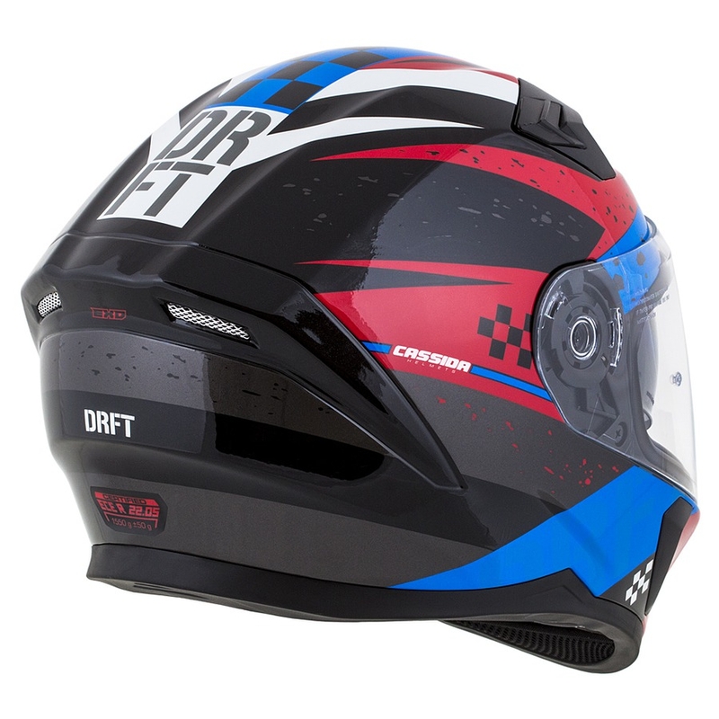 Cască de motocicletă integrală Cassida Integral 3.0 DRFT roșu-perlat albastru