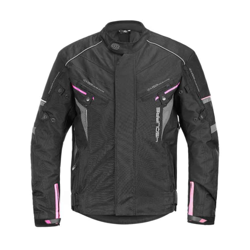 Jachetă de motocicletă pentru femei 4SQUARE Roadster negru și roz pentru motociclete lichidare