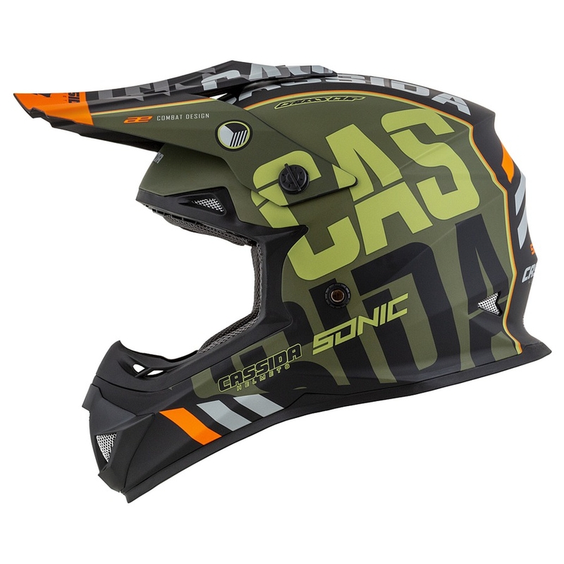 Cască de motocross Cassida Cross Cup Sonic portocaliu-verde mată