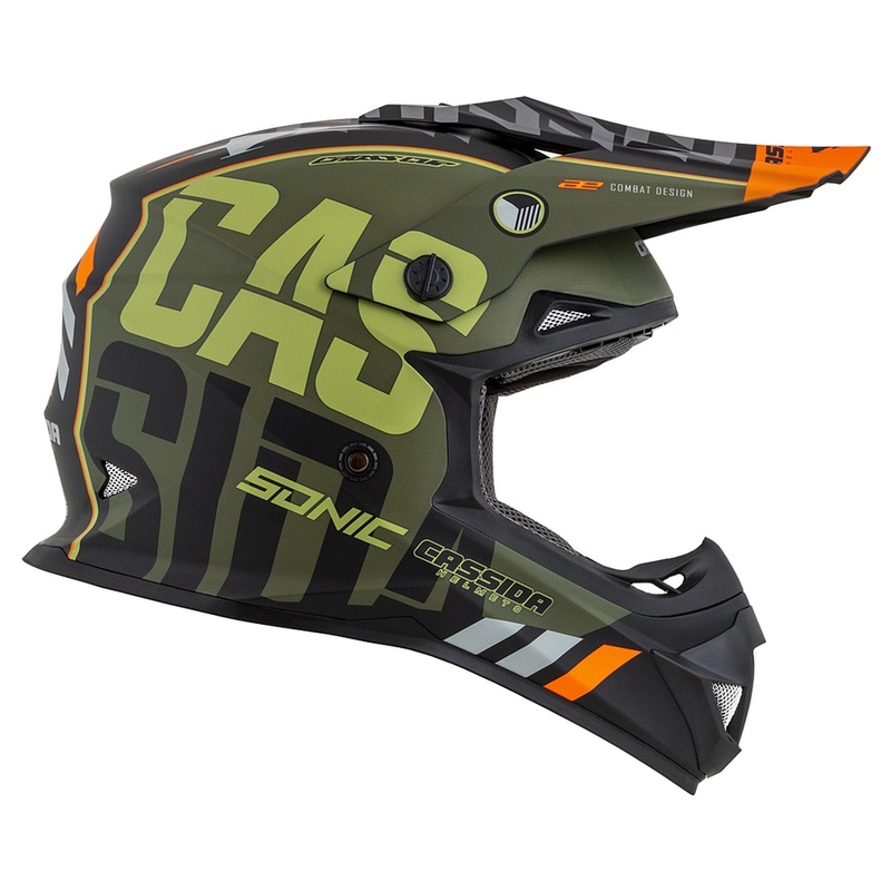 Cască de motocross Cassida Cross Cup Sonic portocaliu-verde mată