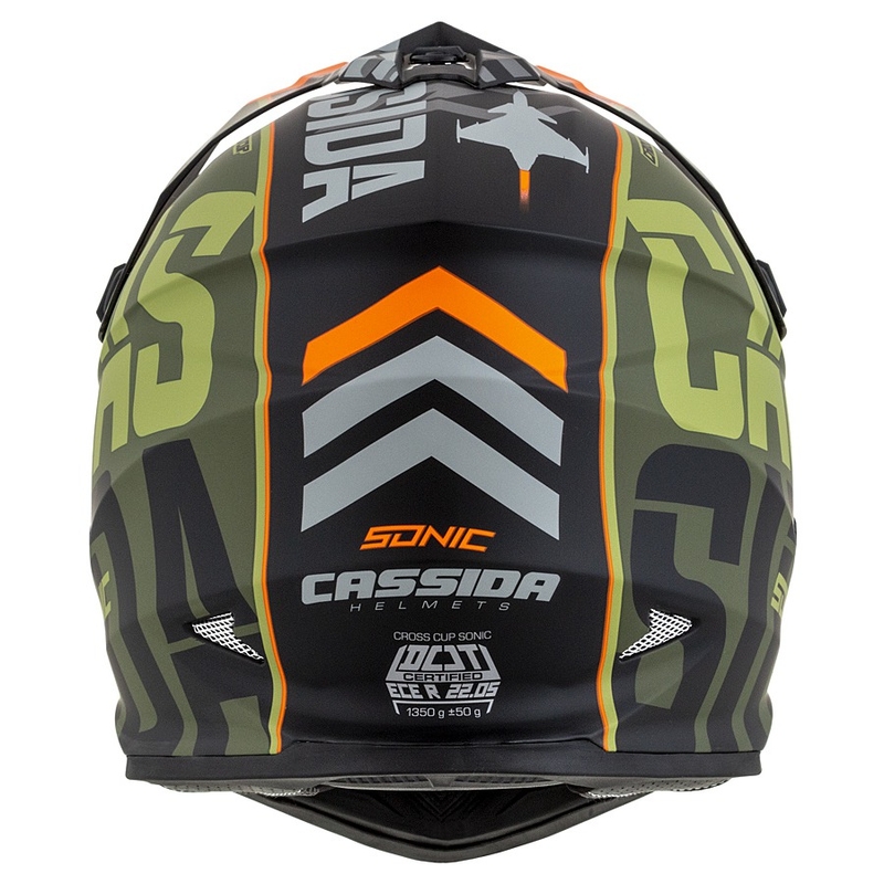Cască de motocross Cassida Cross Cup Sonic portocaliu-verde mată