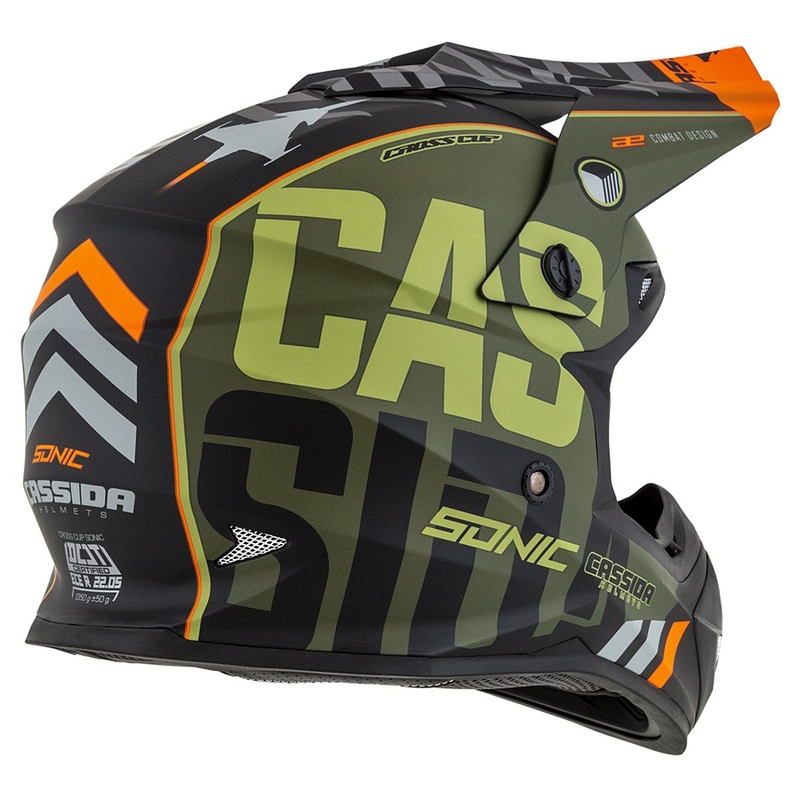 Cască de motocross Cassida Cross Cup Sonic portocaliu-verde mată