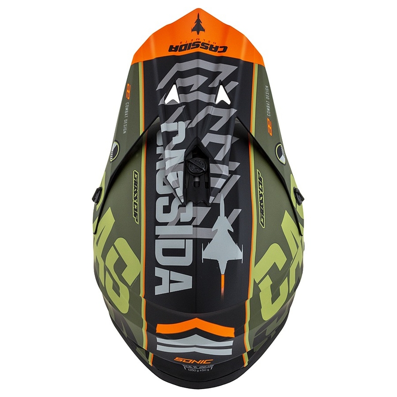 Cască de motocross Cassida Cross Cup Sonic portocaliu-verde mată