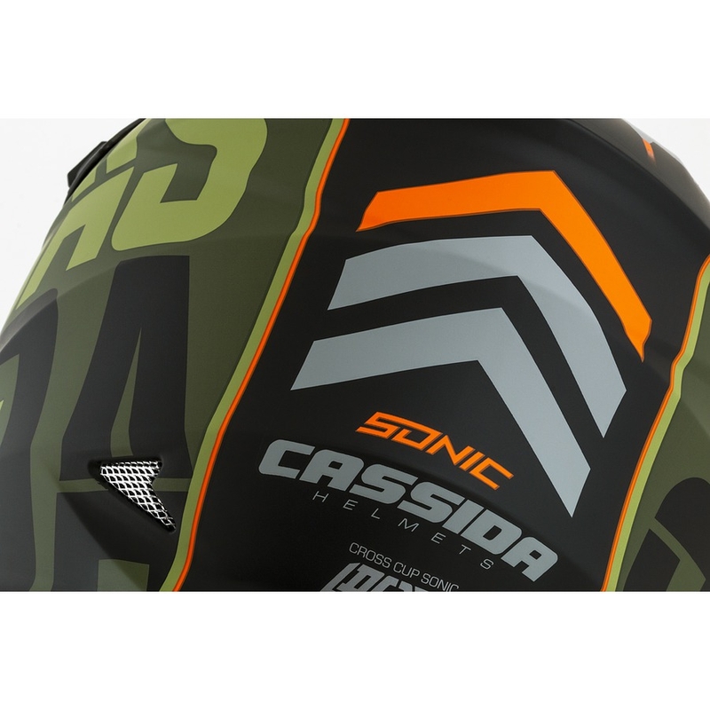 Cască de motocross Cassida Cross Cup Sonic portocaliu-verde mată