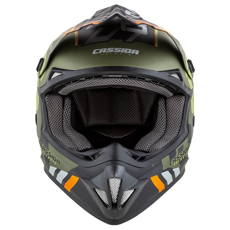Cască de motocross Cassida Cross Cup Sonic portocaliu-verde mată