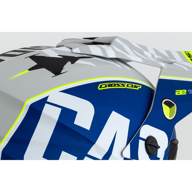 Cască de motocros Cassida Cross Cup Sonic fluo galben-albastru mat