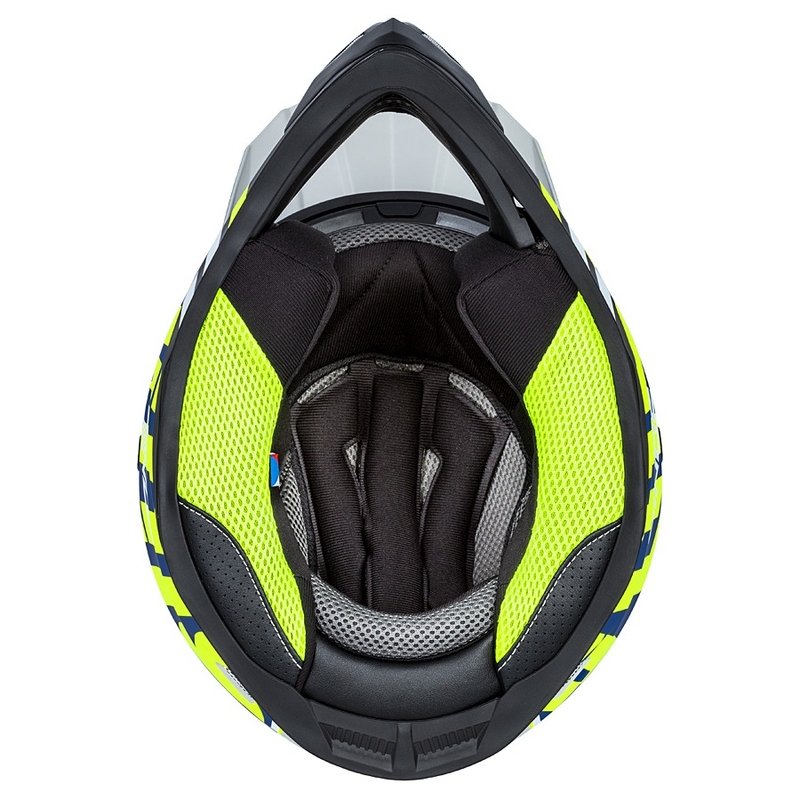 Cască de motocros Cassida Cross Cup Sonic fluo galben-albastru mat