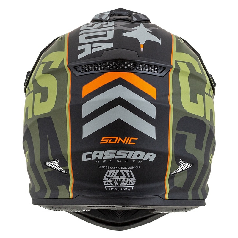 Casca de motocross pentru copii Cassida Cross Cup Sonic Junior portocaliu-verde mată lichidare