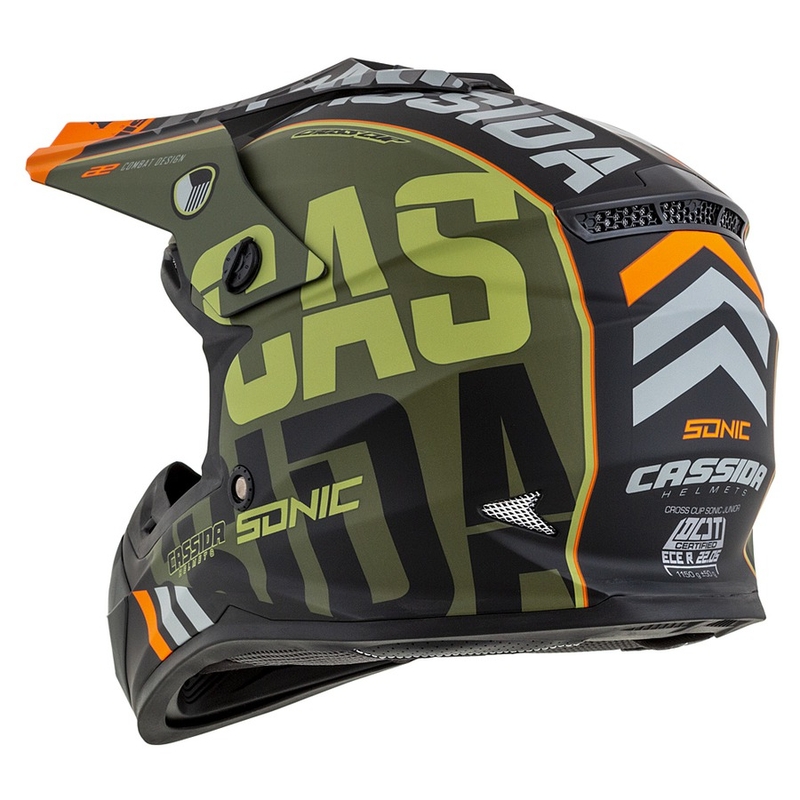 Casca de motocross pentru copii Cassida Cross Cup Sonic Junior portocaliu-verde mată lichidare