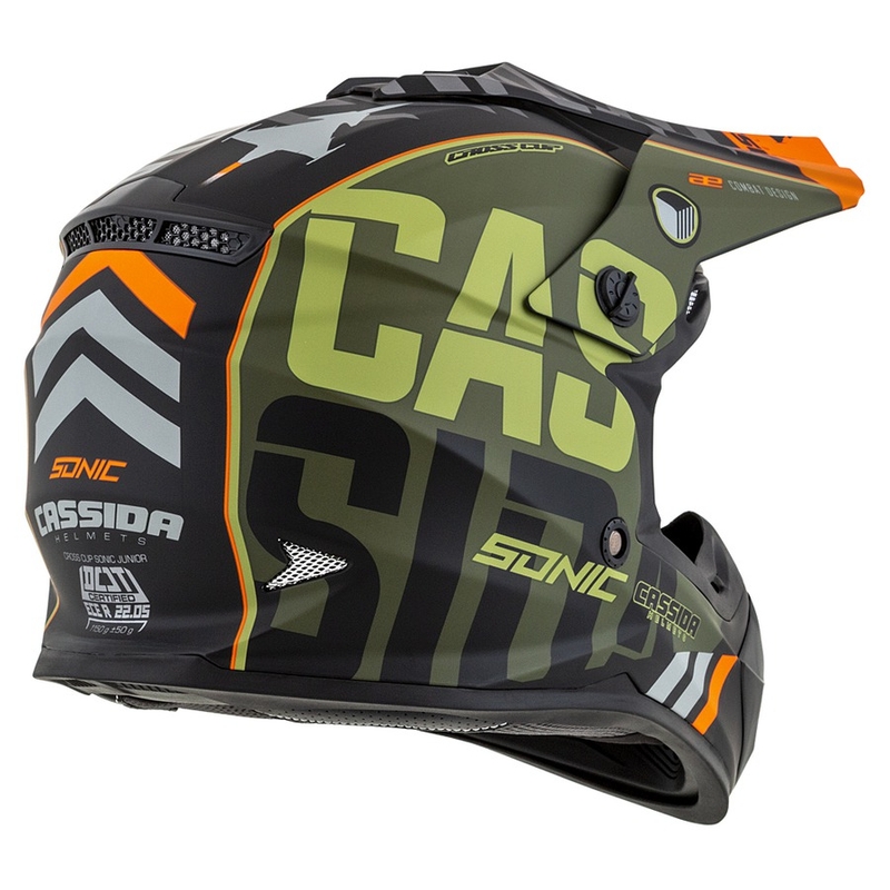 Casca de motocross pentru copii Cassida Cross Cup Sonic Junior portocaliu-verde mată lichidare