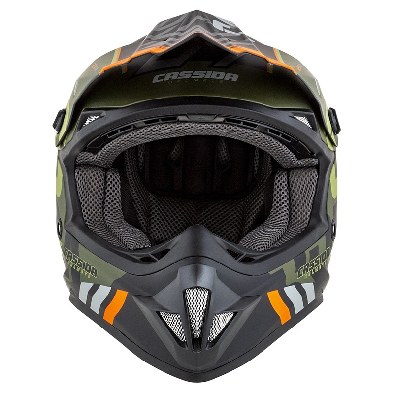 Casca de motocross pentru copii Cassida Cross Cup Sonic Junior portocaliu-verde mată lichidare