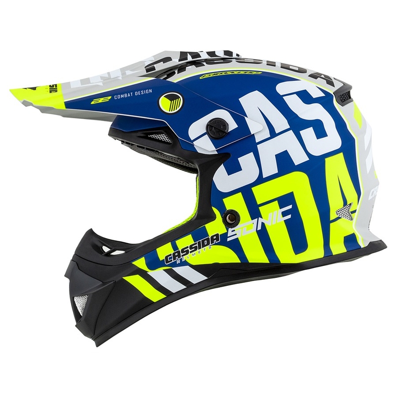 Cască de motocros pentru copii Cassida Cross Cup Sonic Junior galben-galben-albastru mat lichidare