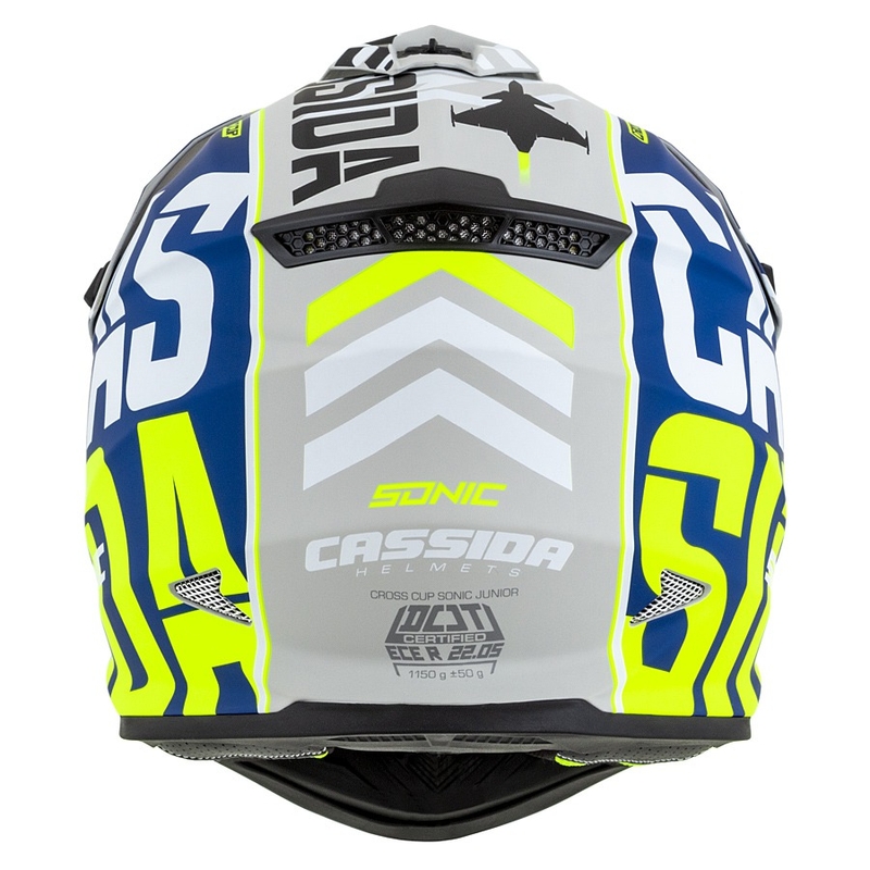 Cască de motocros pentru copii Cassida Cross Cup Sonic Junior galben-galben-albastru mat lichidare