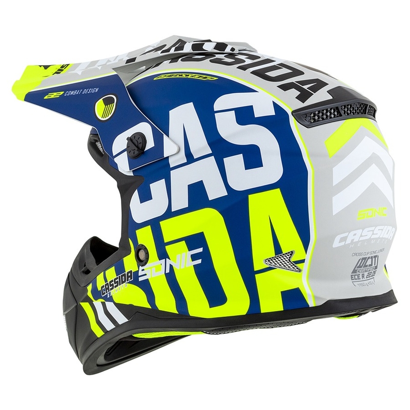 Cască de motocros pentru copii Cassida Cross Cup Sonic Junior galben-galben-albastru mat lichidare