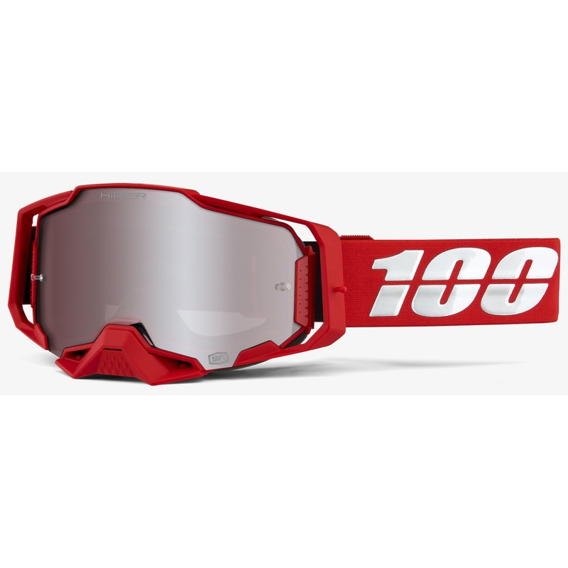 Ochelari de motocros 100% ARMEGA roșu (plexi argintiu)