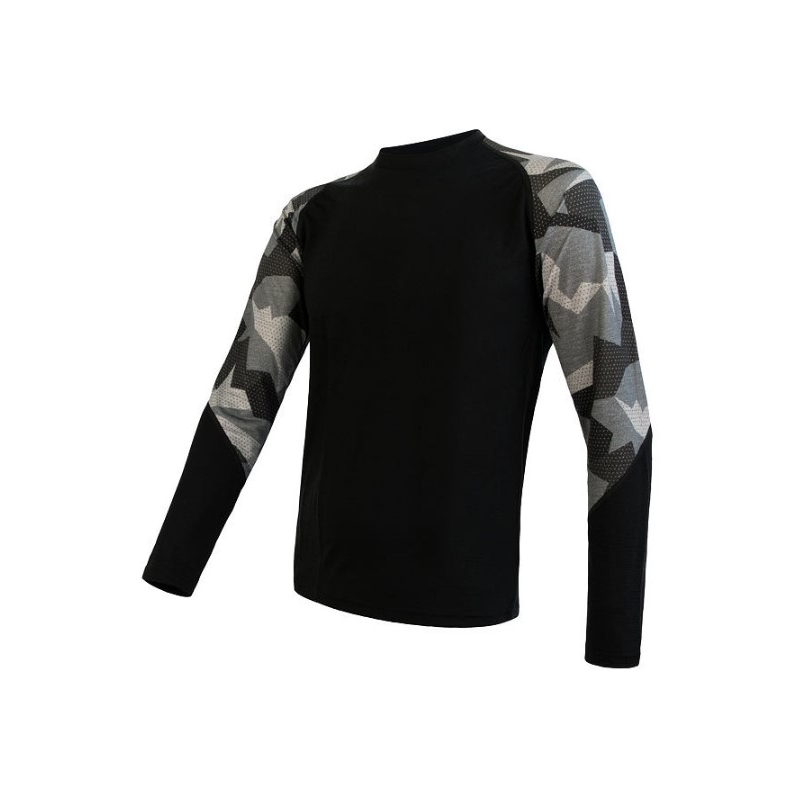 Cămașă termică pentru bărbați Sensor Merino Impress black-mask - mânecă lungă lichidare
