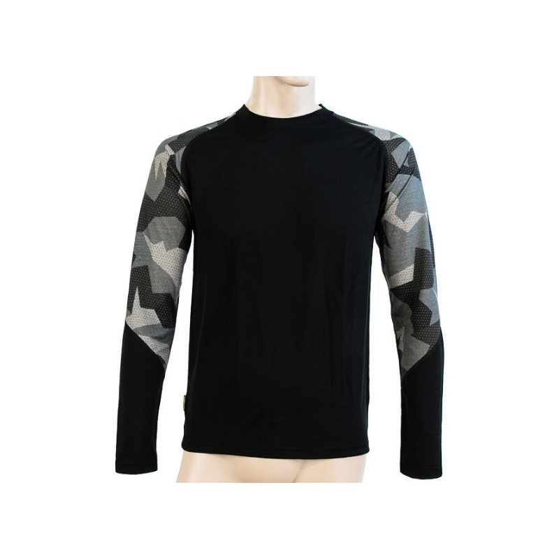 Cămașă termică pentru bărbați Sensor Merino Impress black-mask - mânecă lungă lichidare