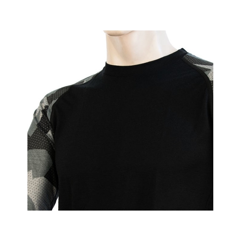 Cămașă termică pentru bărbați Sensor Merino Impress black-mask - mânecă lungă lichidare