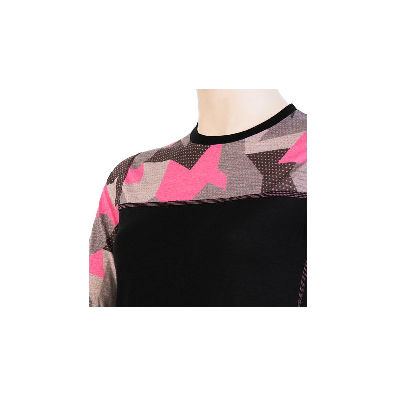 Cămașă termică pentru femei Sensor Merino Impress negru-mască - mâneci lungi lichidare