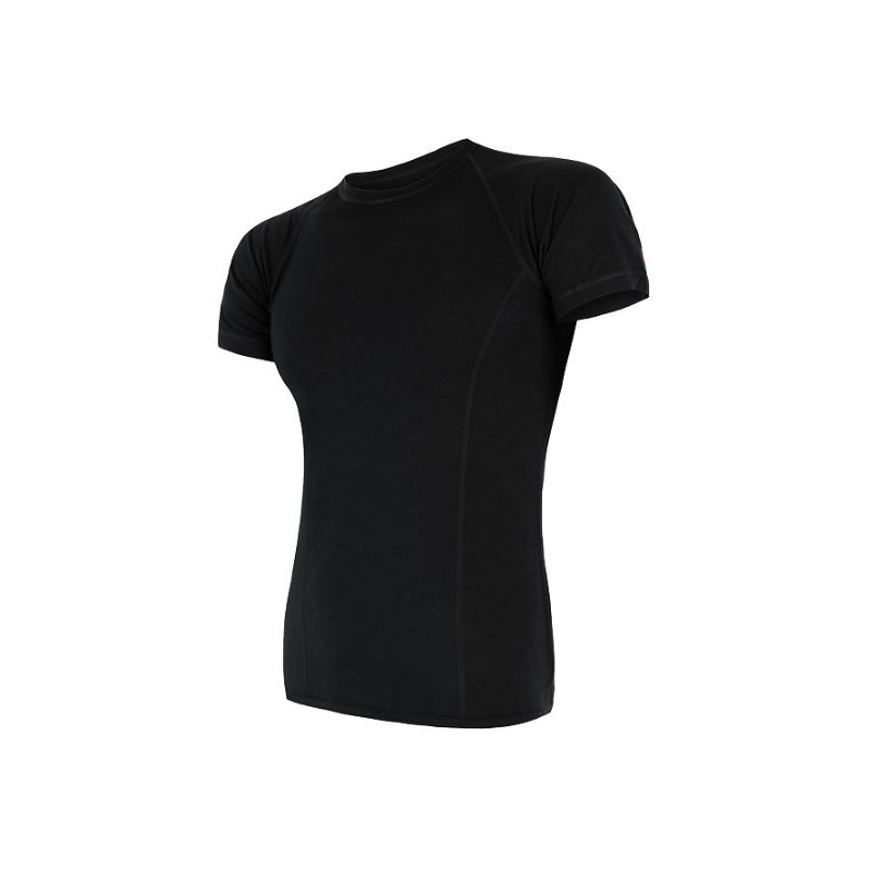 Cămașă funcțională pentru bărbați Sensor Merino Air negru - mânecă scurtă lichidare