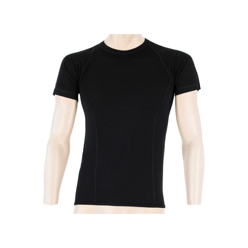 Cămașă funcțională pentru bărbați Sensor Merino Air negru - mânecă scurtă lichidare