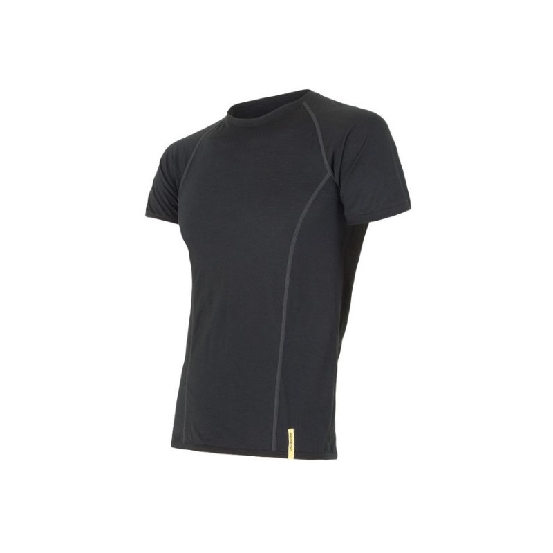 Cămașă funcțională pentru bărbați Sensor Merino Active negru - mânecă scurtă lichidare