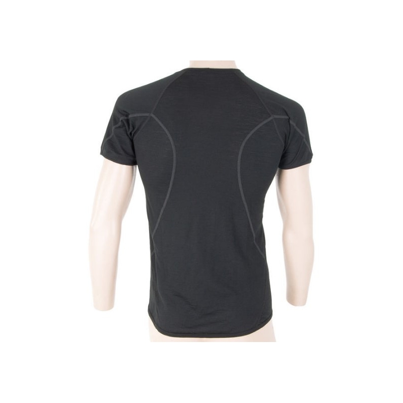 Cămașă funcțională pentru bărbați Sensor Merino Active negru - mânecă scurtă lichidare