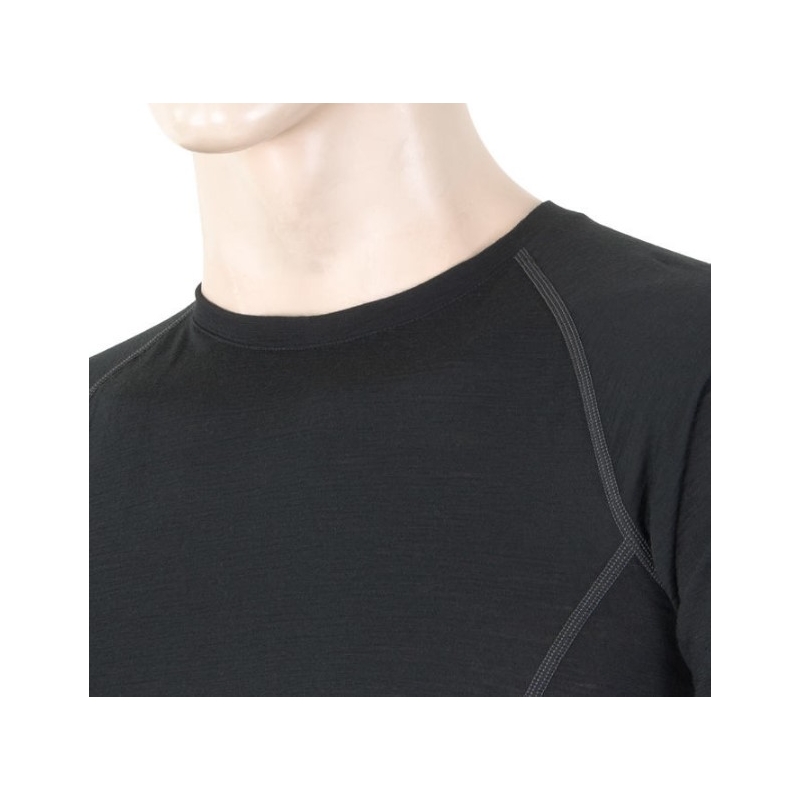 Cămașă funcțională pentru bărbați Sensor Merino Active negru - mânecă scurtă lichidare