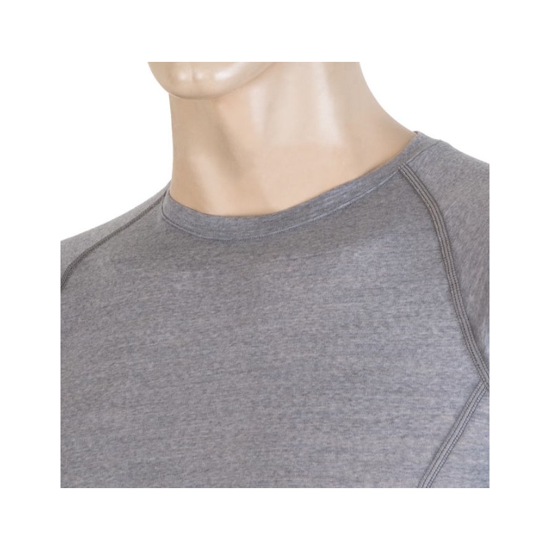 Cămașă funcțională pentru bărbați Sensor Merino Active gri - mânecă scurtă lichidare