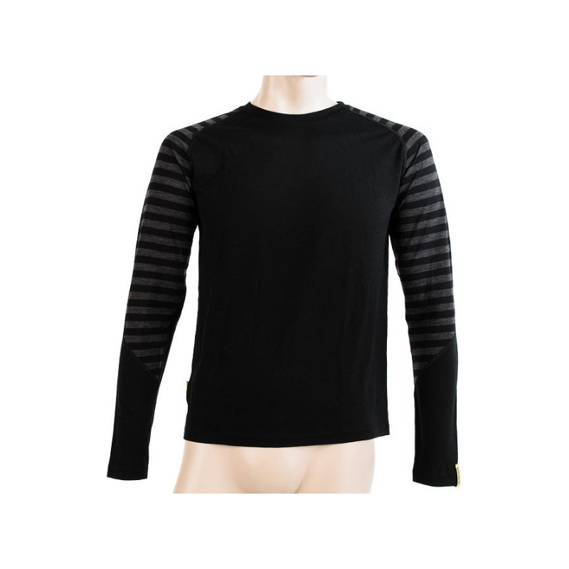 Tricou funcțional pentru bărbați Sensor Merino Active negru-gri - mânecă lungă lichidare