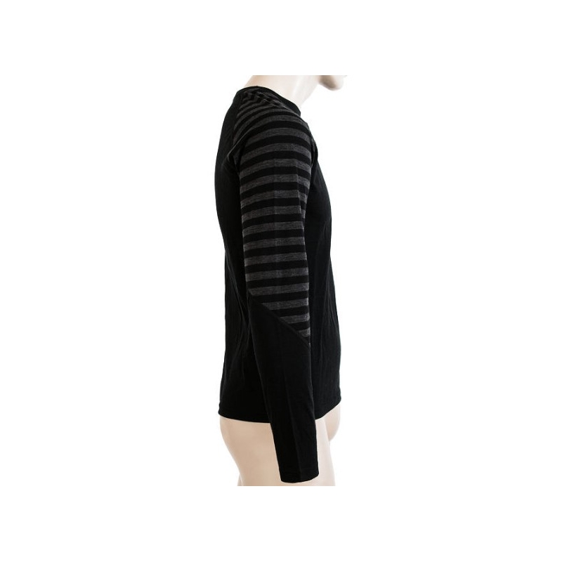 Tricou funcțional pentru bărbați Sensor Merino Active negru-gri - mânecă lungă lichidare